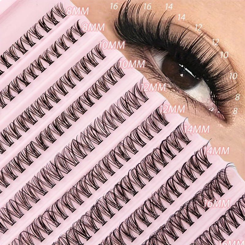 200 Cils Individuels en Touffes 30D – Longueurs 8-16mm, Courbure D 0.07mm, Faux Mink Ultra-Léger, Base Triangulaire, Résistants à l’Eau, Adaptés à Tous Types d’Yeux, Tenue Longue