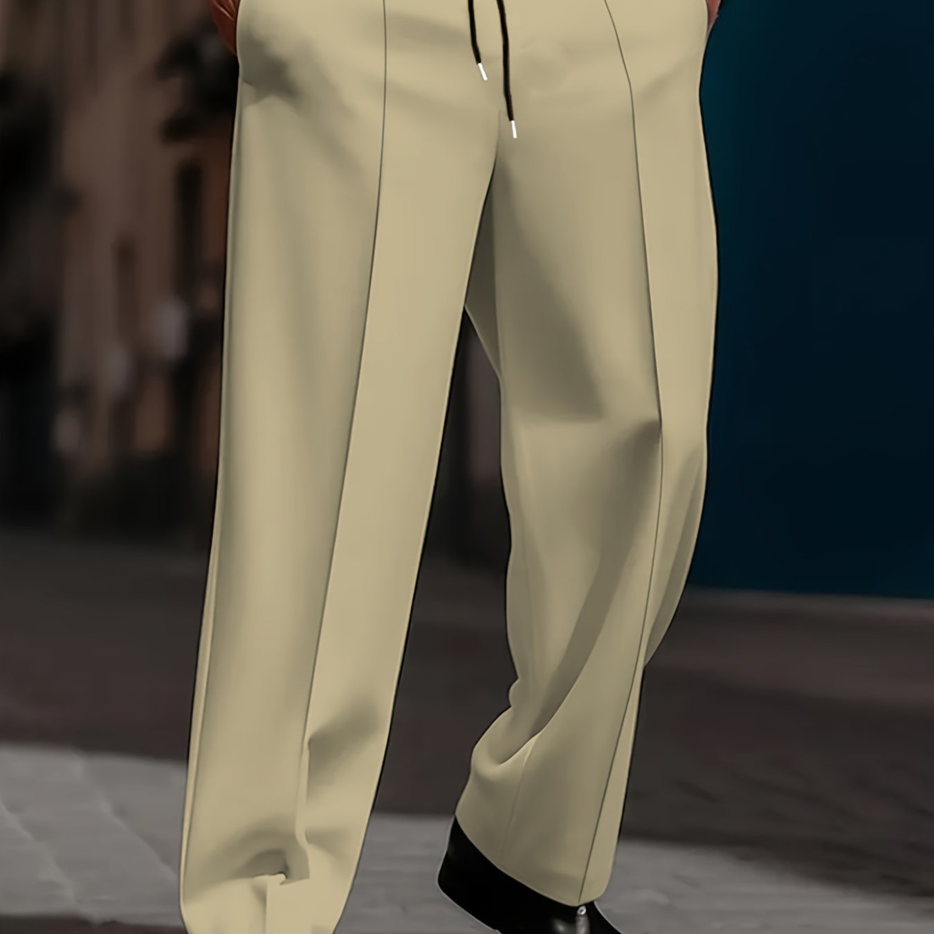 Pantalons Homme Lourds – Jambe Droite, Formels & Business, Blanc, Anti-Rides, Tout Saison