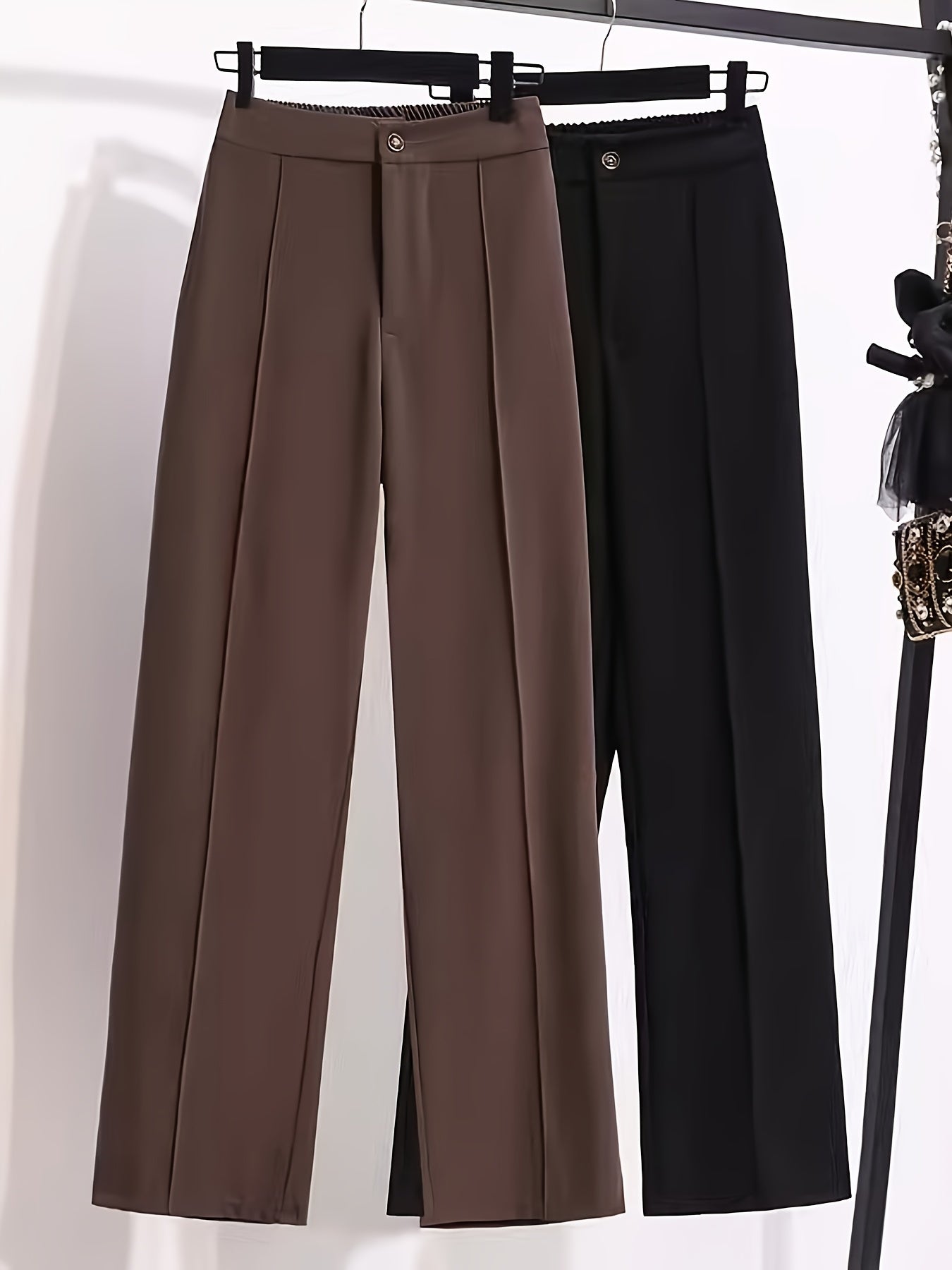 Pantalon Femme Style Western – Couleur Unie, Jambe Droite, Coupe Décontractée