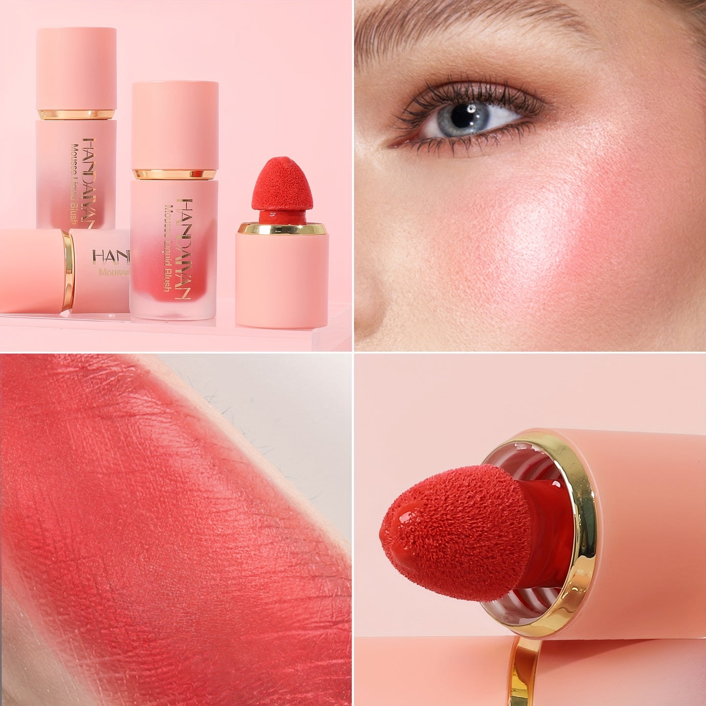 Blush Liquide Velours 6 Couleurs— Couverture Moyenne, Résistant à l’Eau et aux Taches, Tenue Longue Durée, Teinte Naturelle Baie, Sublime les Tons Beige Clair, Parfait pour Saint-Valentin, Festivals de Musique, Halloween et Cosplay de Noël
