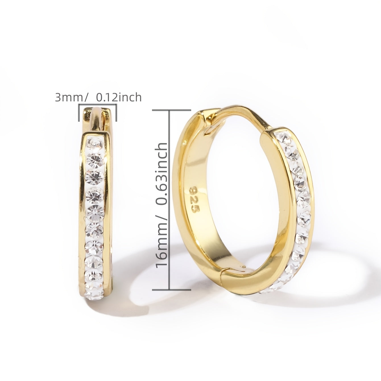 1 paire de petites boucles d’oreilles créoles dorées plaquées or 18K avec tige en argent sterling 925 ensemble de mini créoles huggie pour cartilage ou hélix pour femmes et hommes 16 mm