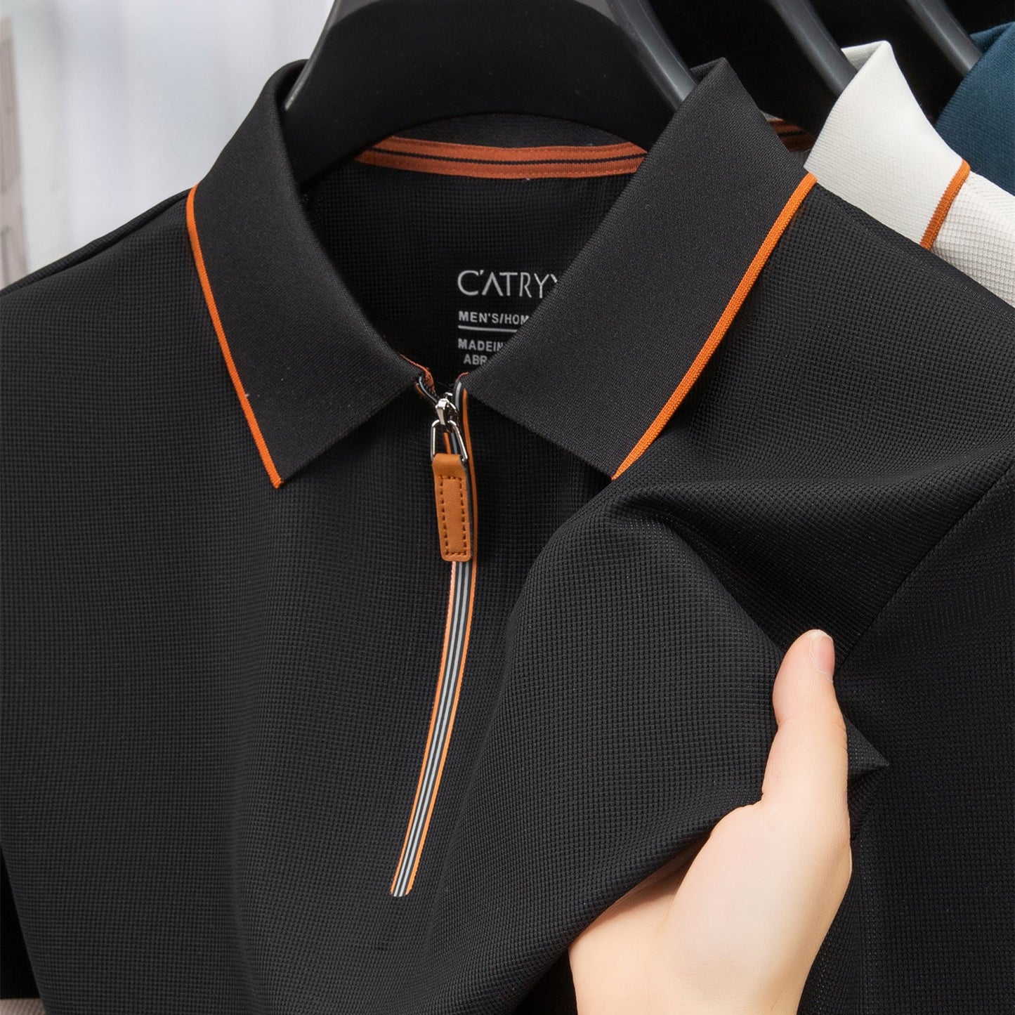 Men'S Casual Polo Shirt | Summer New Half-Zip Lapel Collar Short Sleeve T-Shirt, Slight Stretch Fabric, Solid Color