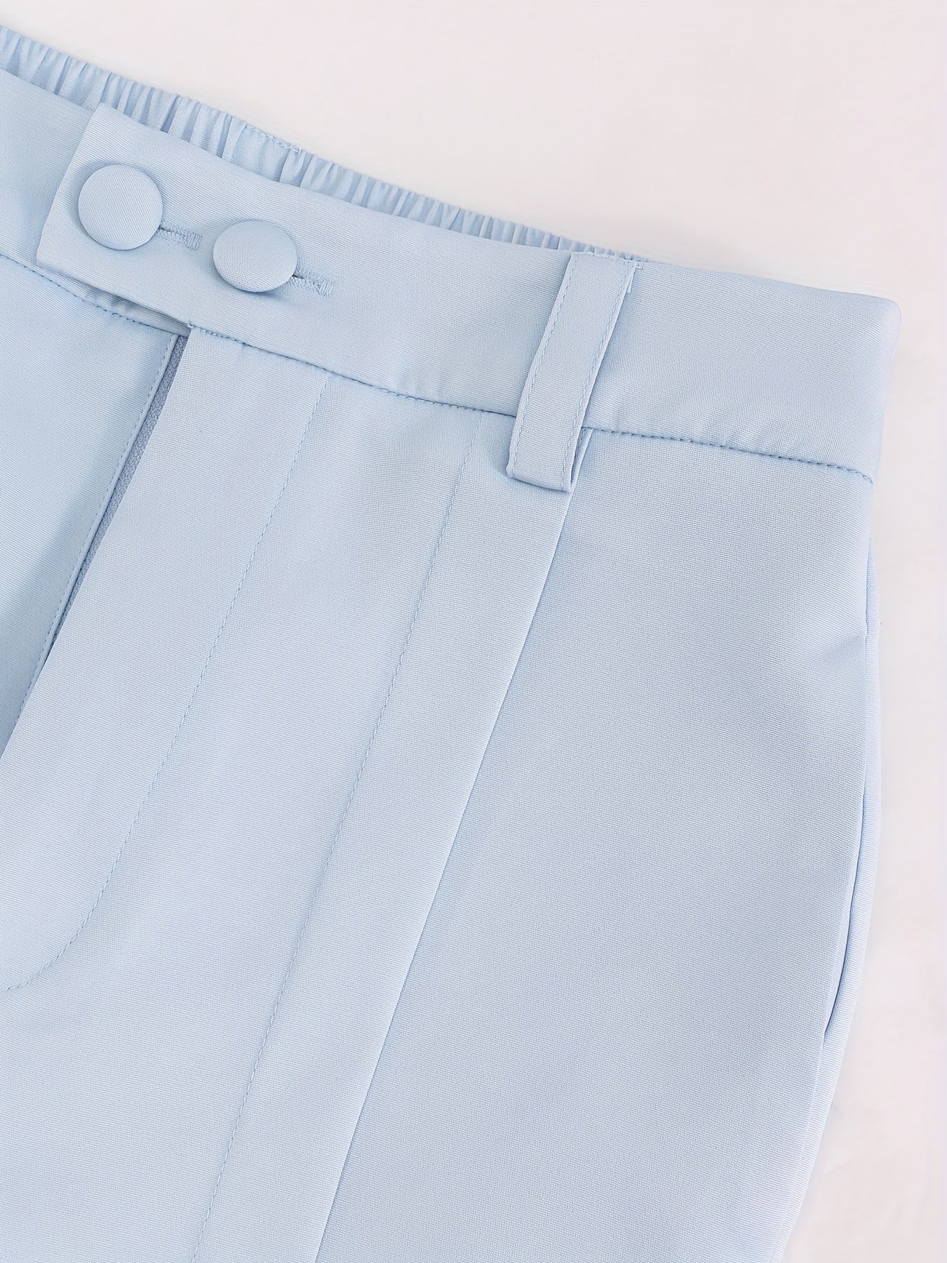 Pantalon Femme Chic Jambe Large – Gris Clair, Polyester, Fermeture Bouton, Confort Tous Saisons, Décontracté et Polyvalent