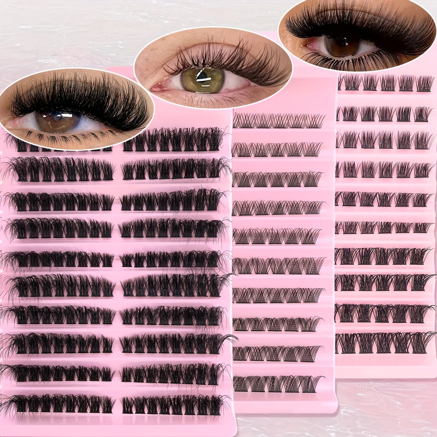 120/160 Cils– Courbure D, Longueurs Mixtes 8-16mm, Effet Naturel, Réutilisables, Extensions DIY avec Cils Individuels Effilés, Styles Russe/Poupée/Cat-Eye, Débutants, Colle Incluse