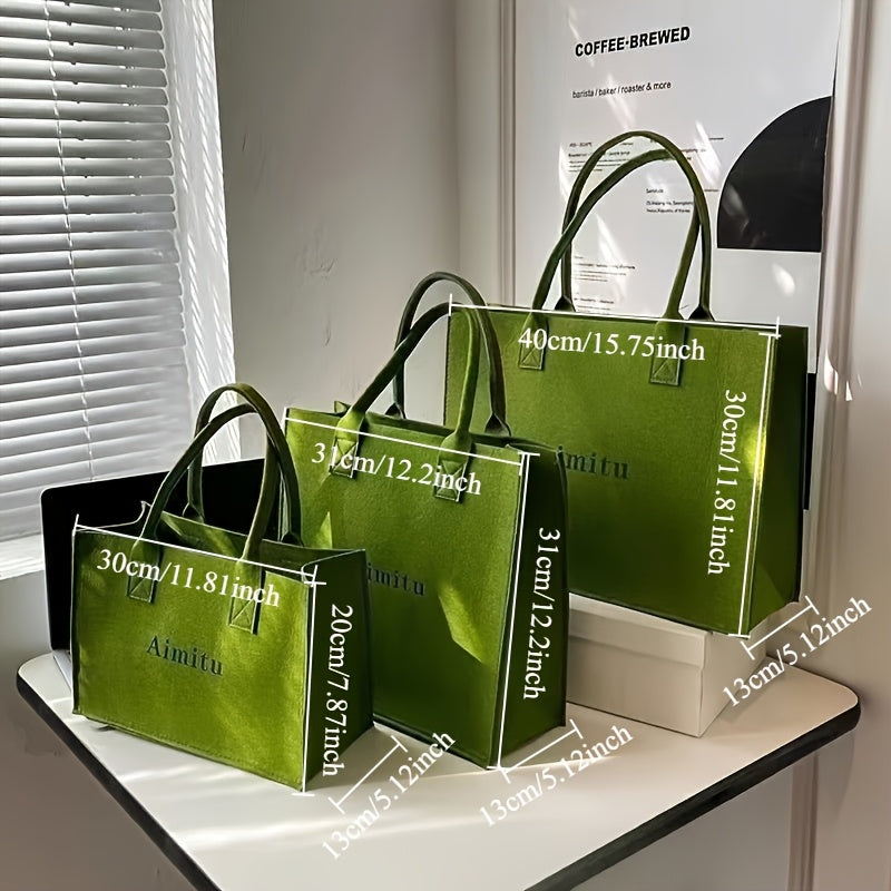 Sac Cabas en Feutre Simple pour Femmes – Idéal pour Employées de Bureau, Étudiantes, Fêtes, Déplacements, Extérieur, Léger avec Grande Capacité de Rangement