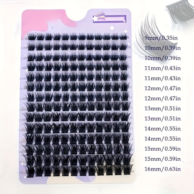 140/168pcs Faux Cils en Touffes Imitation Fourrure d’Écureuil – Courbure D 0.07mm, Longueurs Mixtes 9-16mm, Effet Naturel, Réutilisables et Hypoallergéniques