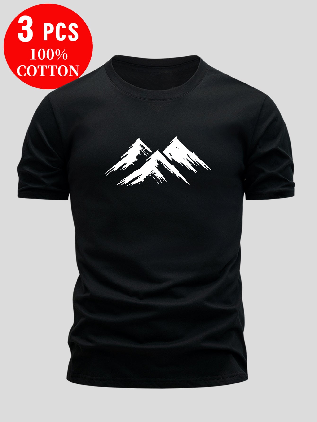 3pcs 100% Cotton T-Shirts, Simple and Elegant Design, 100% Breathable Comfort for Sports & Outdoor Activities