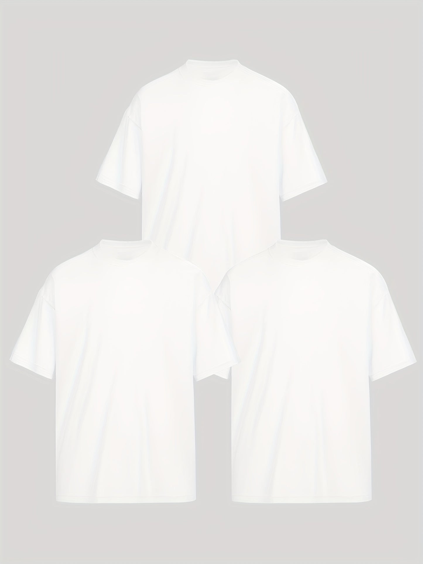 Three-Piece Set: Men's Casual Fashion BROOKLYN, LOS ANGELES Print Drop Shoulder Short Sleeve T-Shirt, Comfortable and Versatile