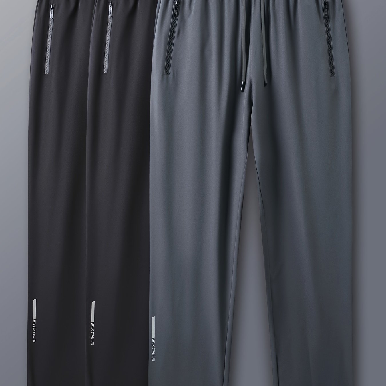 3pcs Joggers Homme – Imprimés, Cordon, Poches Zippées, Polyester, Casual