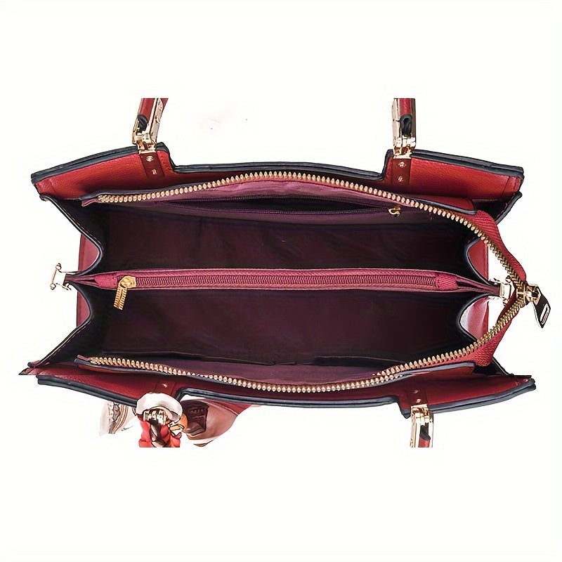 Sac fourre-tout rouge élégant avec accents floraux – grande capacité, bandoulière et crossbody polyvalent pour femmes, parfait cadeau fête des mères ou occasions spéciales, fermeture zippée durable