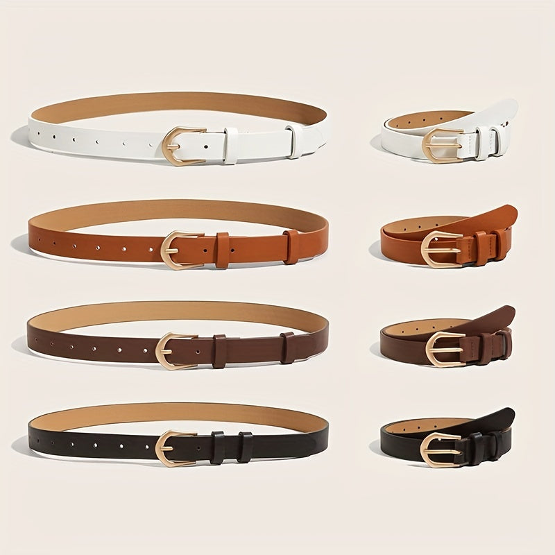 Ensemble de quatre ceintures tendance : blanches, café, marron et noires, avec ceinture décorative assortie aux robes et aux jeans