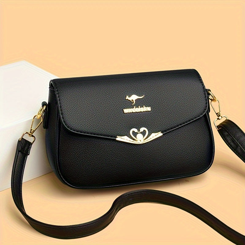 Sac bandoulière femme – noir, grande capacité, hardware doré, bandoulière réglable, polyvalent et élégant