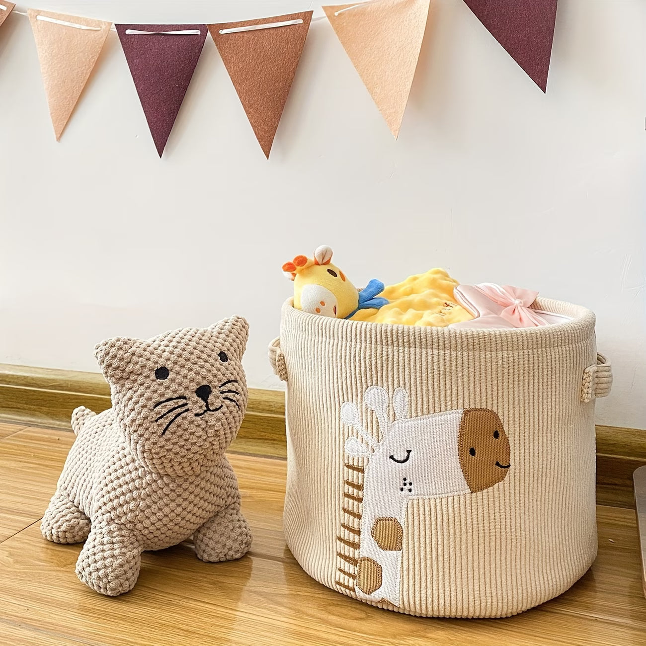 Large Cartoon Animal Storage Basket – Foldable Fabric Laundry & Toy Organizer