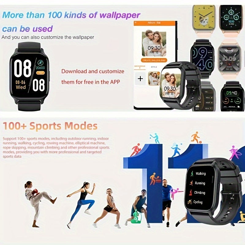 Smart Watch (Make/Answer Call), 4.7cm BT Calling Smartwatch for Women Men, Fitness Tracker Watch for iPhone And Andriod Phones with Lock Screen/ Stopwatch/ Alarm Clock/100+ Sport Modes/ Weather display/DIY Wallpaper, Good Gif
