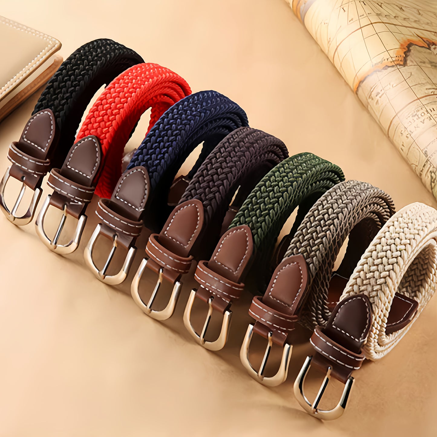 Lot de 3 ceintures élastiques sans boucle pour femmes – Ceintures tressées avec accessoire en alliage, idéales pour pantalons et jupes décontractés, disponibles en 3 couleurs