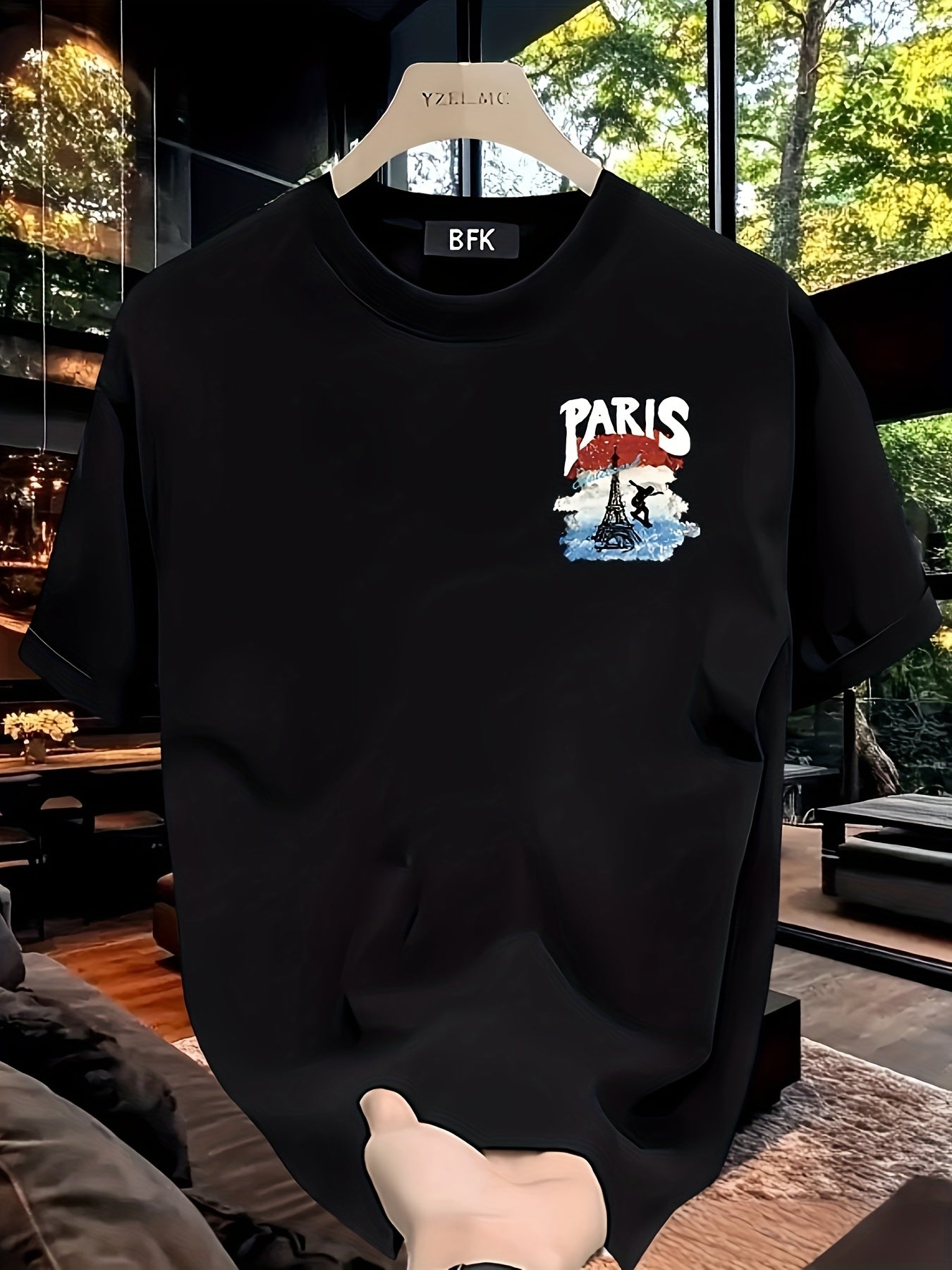 Men'S Heavyweight T-Shirt - Paris Skateboard Graphic, Loose Fit, Short Sleeve, Casual Summer Top with Eiffel Tower Design, Everyday Tshirt | Trendy Casualwear | Durable Fabri