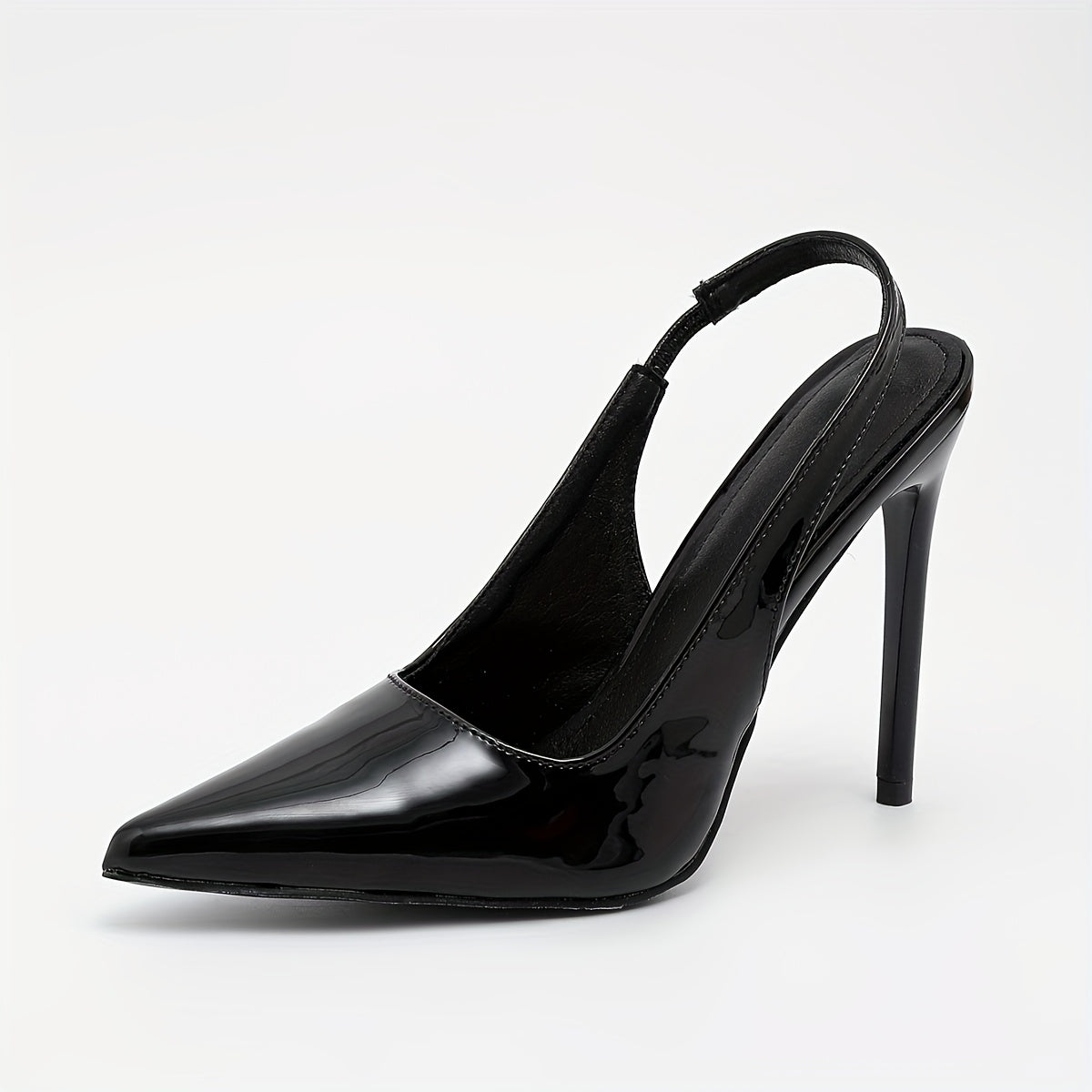 Sandales à Talons Hauts Femme – Bout Pointu, Talons Stiletto, Dessus PU Brillant, Slip-On, Confortables avec Semelle Caoutchouc Durable, Idéales Été, Bureau et Soirées, Style Élégant et Formelle