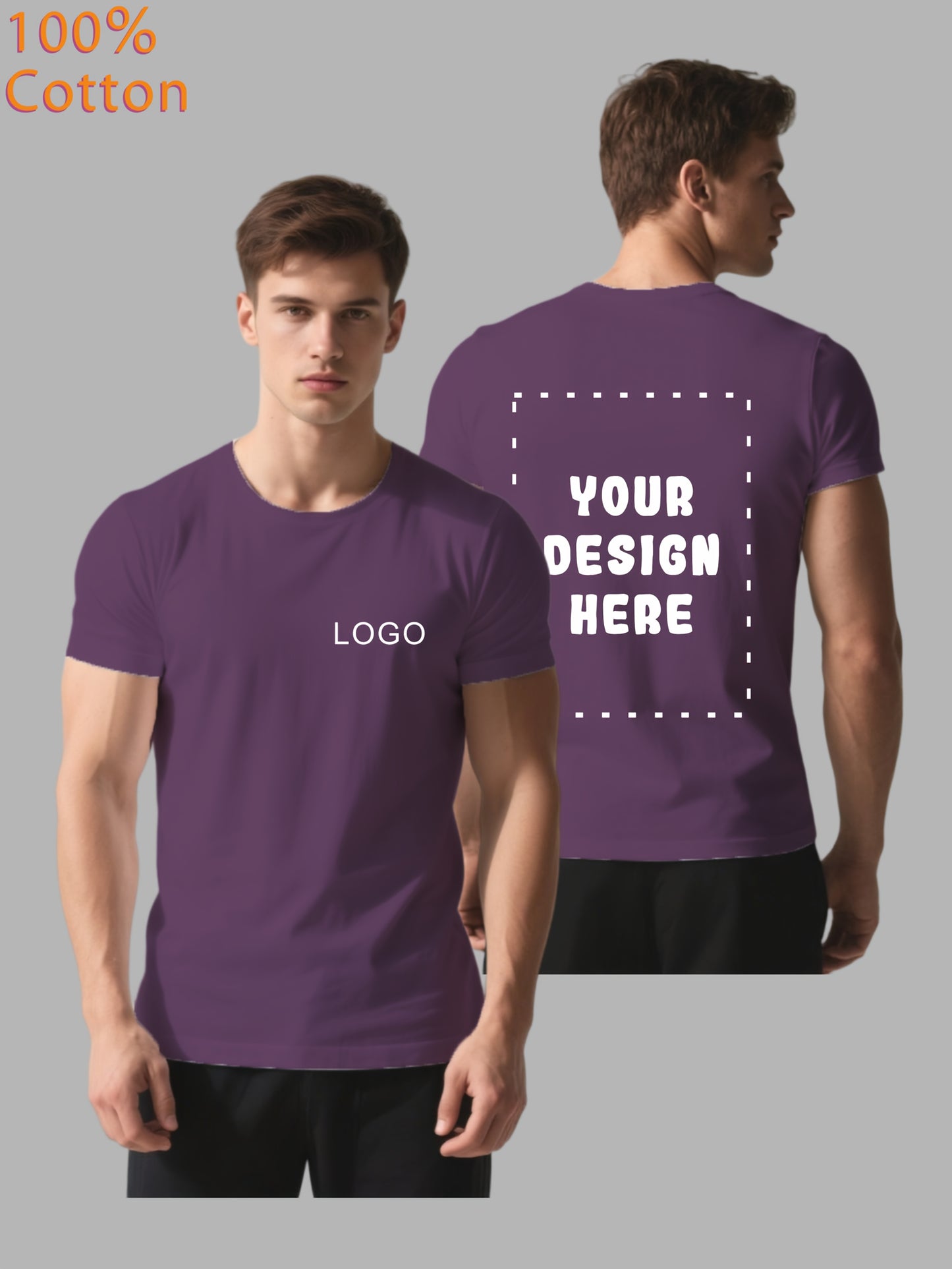 Men'S Customizable Cotton T-Shirt - Personalized Logo/Text Front & Back, Breathable Summer Tee for Corporate Events, Team Uniforms, Gifts - Bulk Ordering Available - Everyday Casual Wear, Promotional Clothing, Round Neck Desi