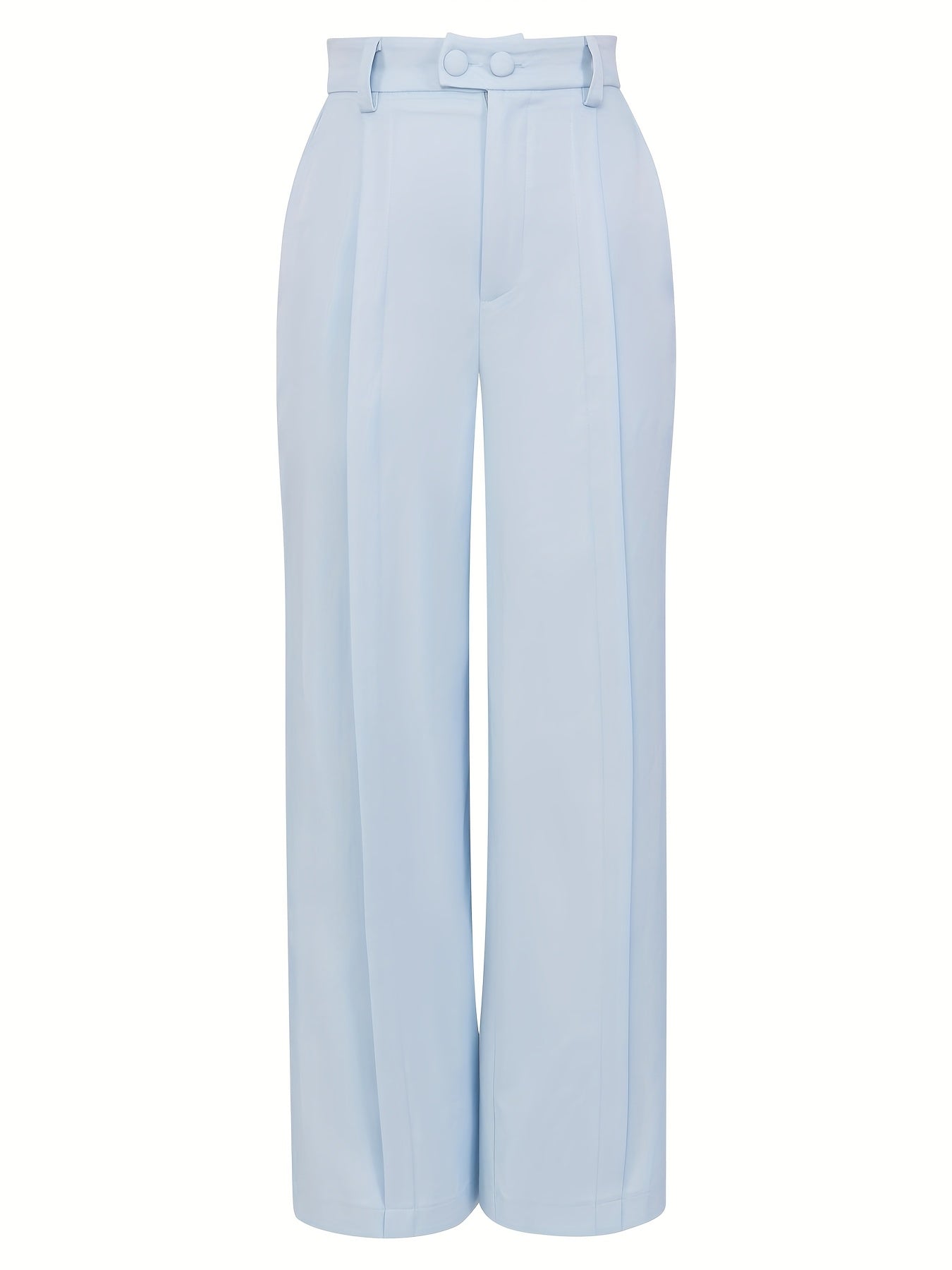 Pantalon Femme Chic Jambe Large – Gris Clair, Polyester, Fermeture Bouton, Confort Tous Saisons, Décontracté et Polyvalent