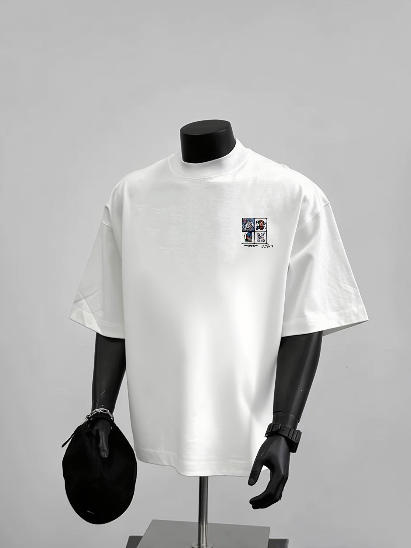 Men's 100% Cotton Short Sleeve T-Shirt - Soft Round Neck Casual Summer Top with Minimalist Chest Print, Semi-Translucent for layering, Breathable Casual Attire, Suitable for Summer Events & Casual Outfits (Men's Fashion)