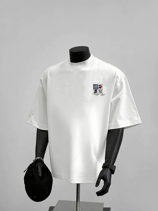 Men's 100% Cotton Short Sleeve T-Shirt - Soft Round Neck Casual Summer Top with Minimalist Chest Print, Semi-Translucent for layering, Breathable Casual Attire, Suitable for Summer Events & Casual Outfits (Men's Fashion)