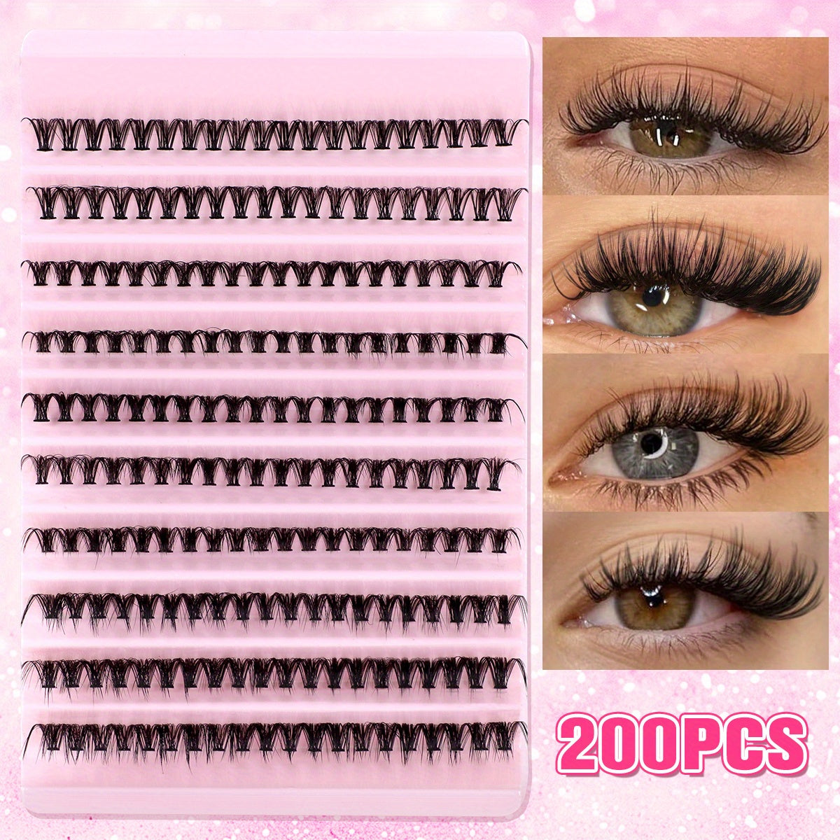 Kit d’Extensions de Cils en Paquets 200/800 – Cils Épais et Légers, D Curl Style Russe 0,05 mm, Volume Naturel et Recourbés, Adhésif Longue Durée, Réutilisables, Parfaits pour Maquillage Quotidien et Soirées