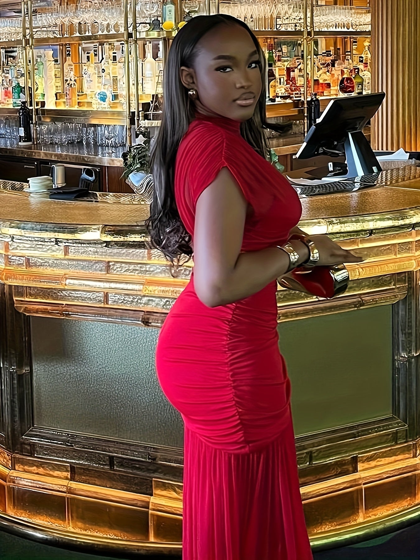 Robe Longue Élégante Femme – Coupe Slim Sans Manches