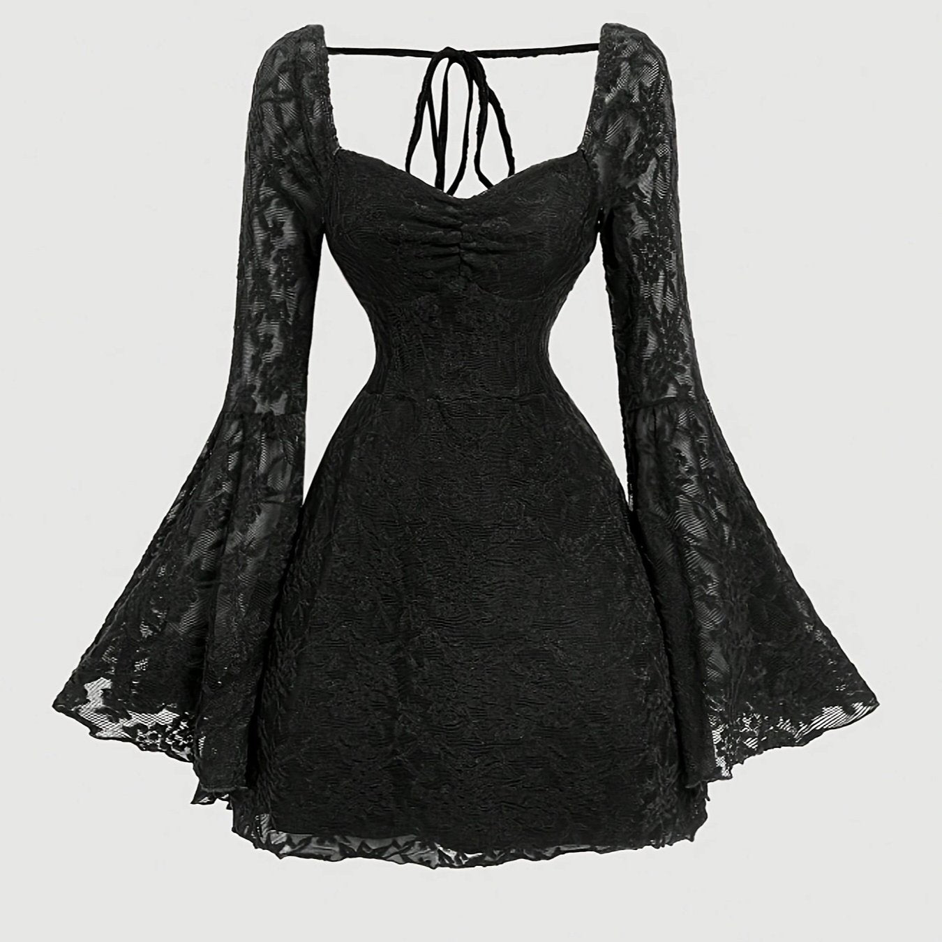 Robe courte tricotée style gothique à manches évasées