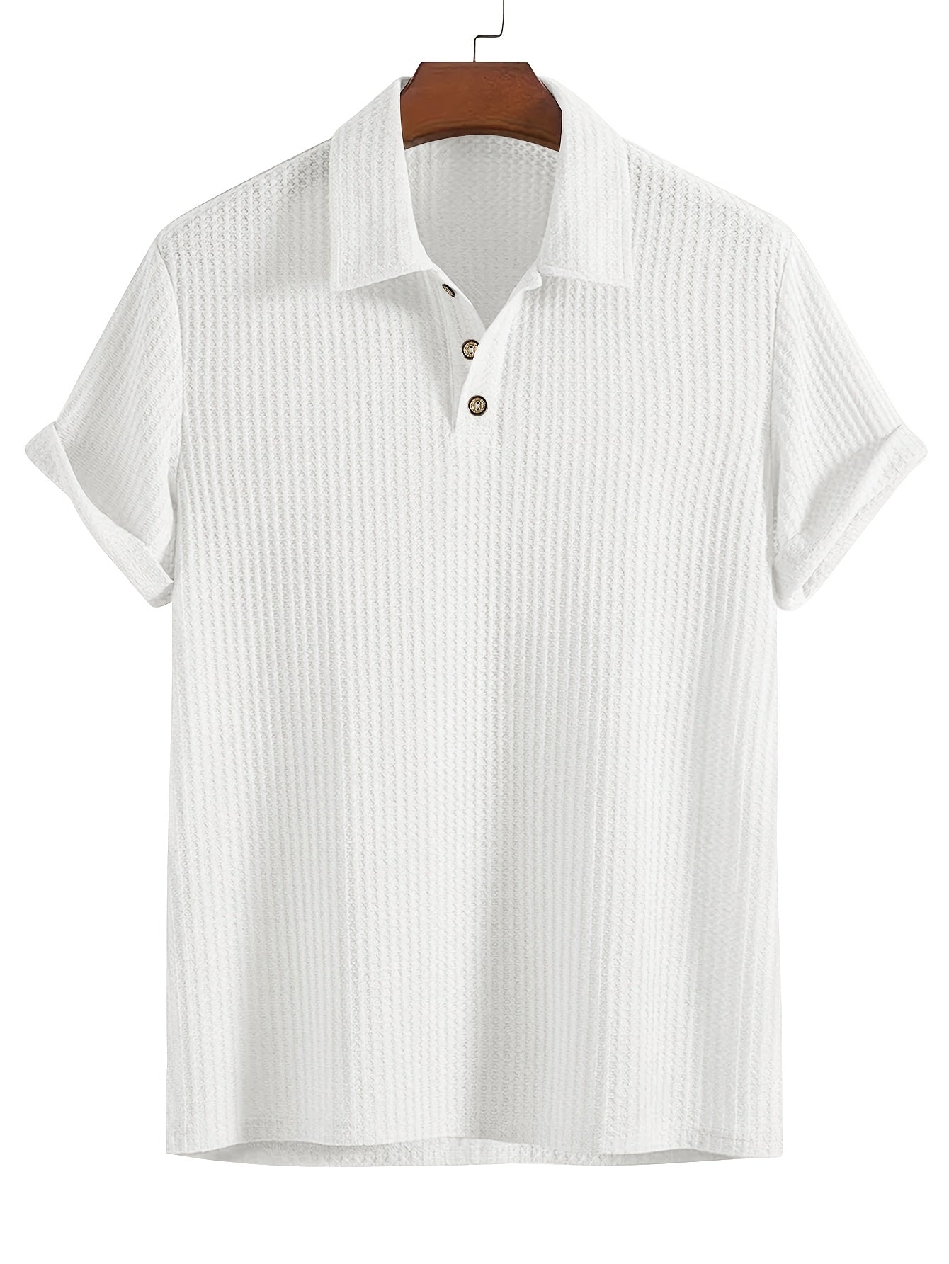 2025 New Casual Sport Shirt Men's Short Sleeve High-End Summer Solid Color Top T-Shirt Half-Sleeve Versatile Golf, Fishing, Basketball, Gym, Swimming & Beach Shirt with Lapel Collar