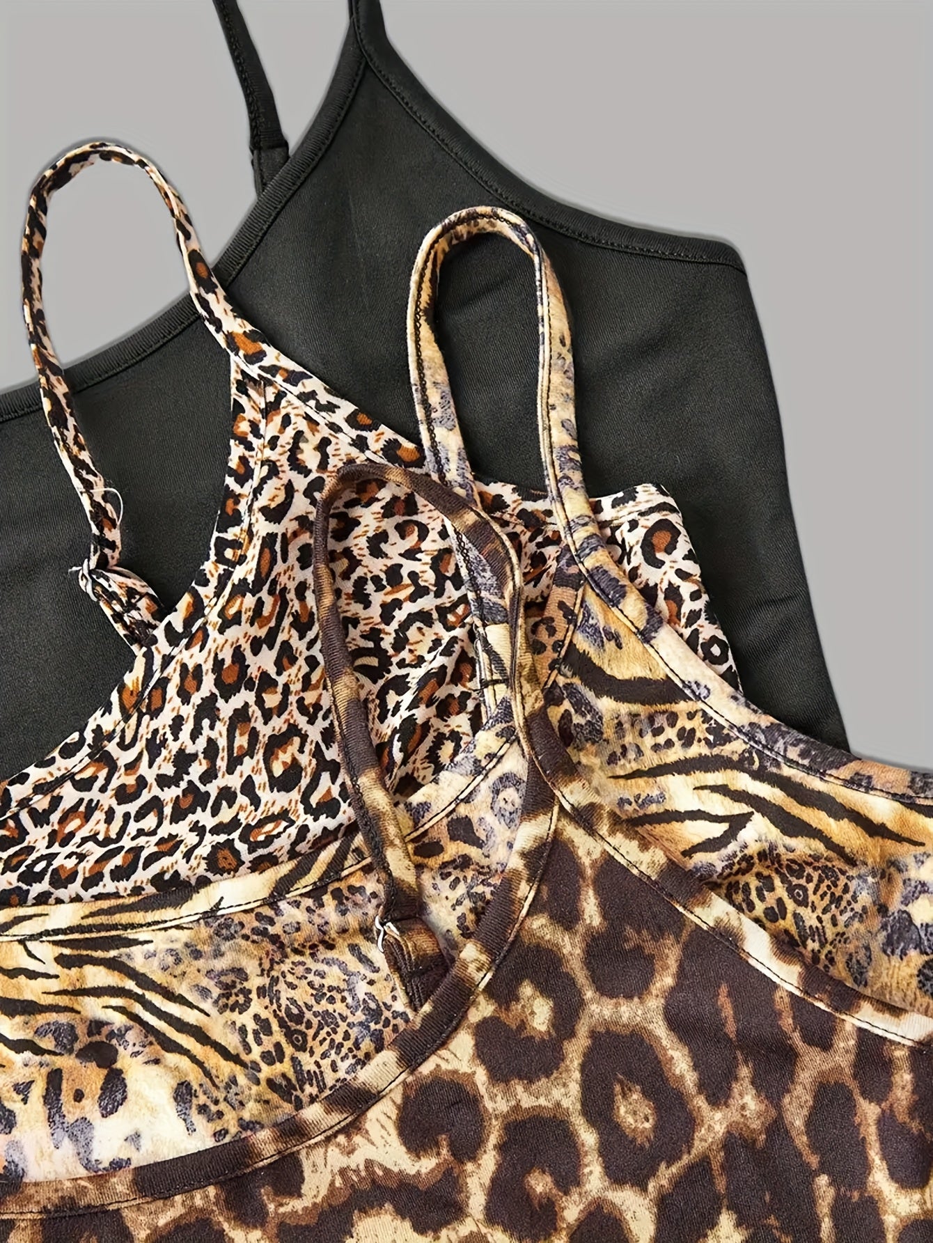 Lot de 4 débardeurs élégants grande taille – camisoles en polyester très extensible avec motifs aléatoires, style gilet tricoté pour toutes saisons