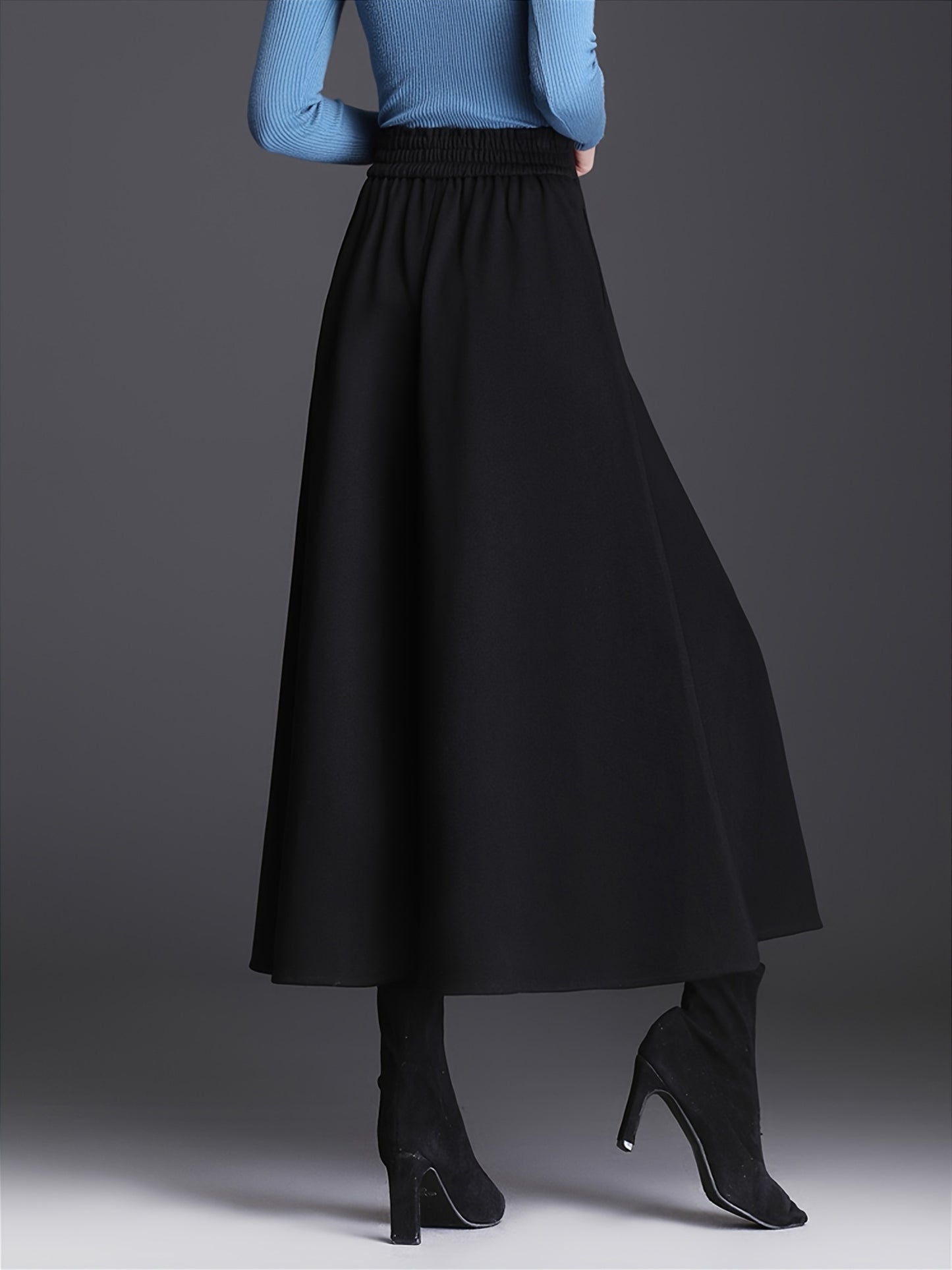 Pantalon Femme Taille Haute – Jambe Large Doublé Polaire, Taille Élastique, Confortable, 7/8, Automne/Hiver