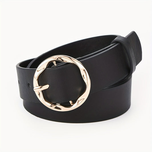 Ceinture élégante pour femme, boucle ronde en alliage, motif losange, lot de 3, en similicuir noir, blanc et doré