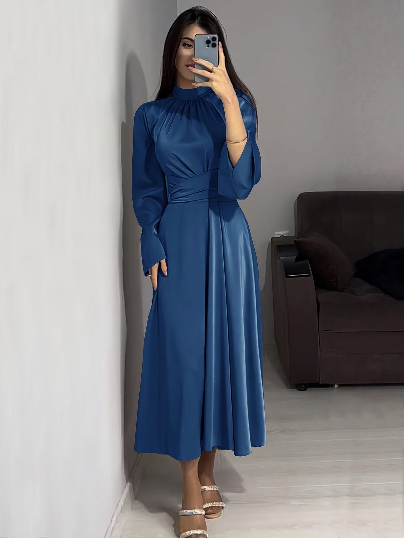 Elegant Arab Dress | Solid Color, Suitable for Spring/Summer/Fall Seasons