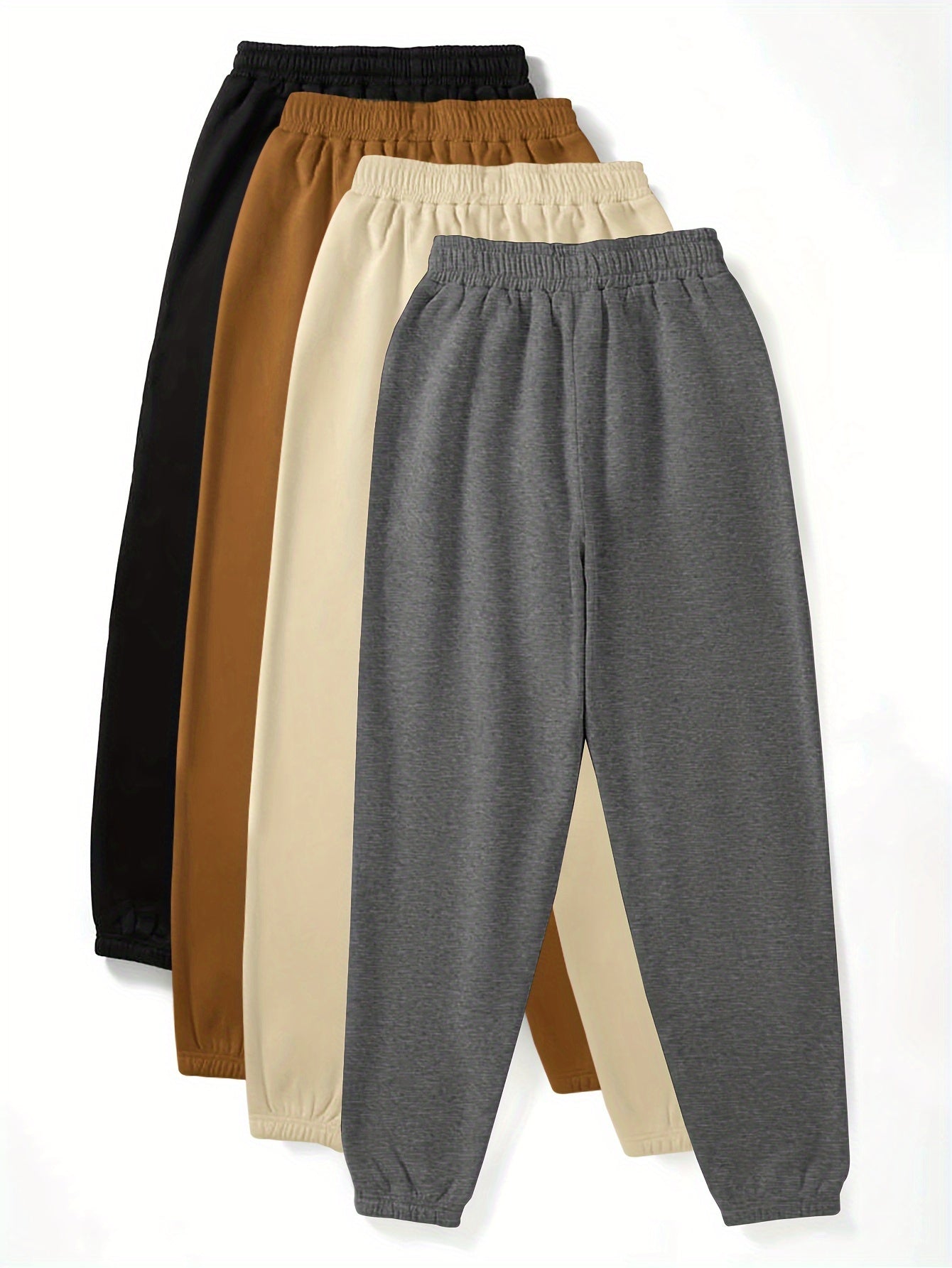 Lot de 4 Joggers Femme – Taille Élastique, Décontractés et Sportifs, Imprimé Lettres