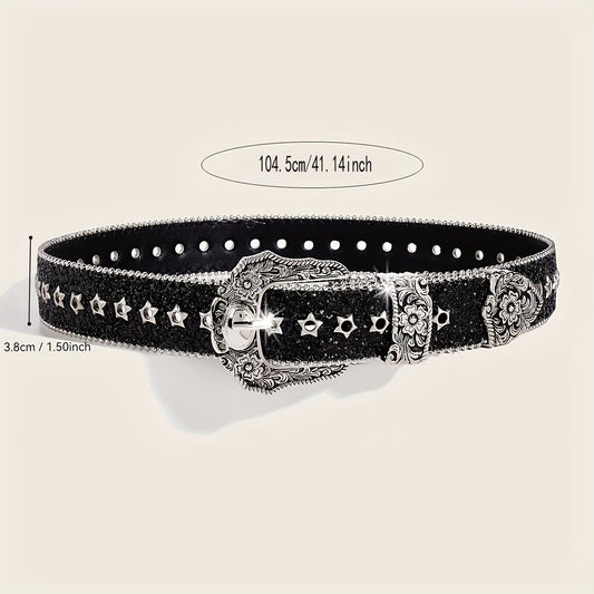 1 pc ceinture vintage à sequins sculptés – Ceinture décorative polyvalente style punk pour trajets quotidiens, rendez-vous et cadeaux, ceinture pour soirées, accessoire punk, bande de taille stylée, design audacieux, ceinture durable