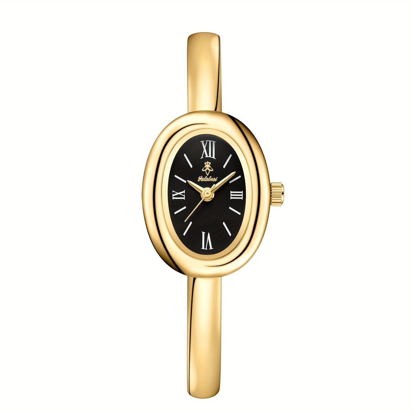 Montre Élégante – Boîtier et Bracelet Dorés, Cadran Ovale Classique avec Chiffres Romains, Minimaliste, Idéale Quotidien et Événements Formels, Cadeau Luxe pour Homme/Femme (Anniversaire, Mariage), Coffret Inclus