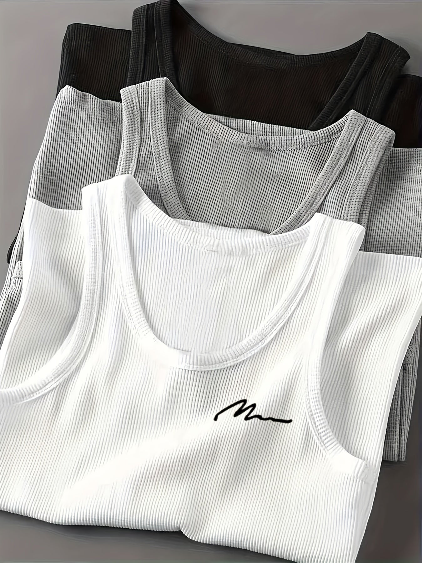 Lot de 3 Débardeurs Homme Été – Côtelé Rayé, Confortable et Respirant