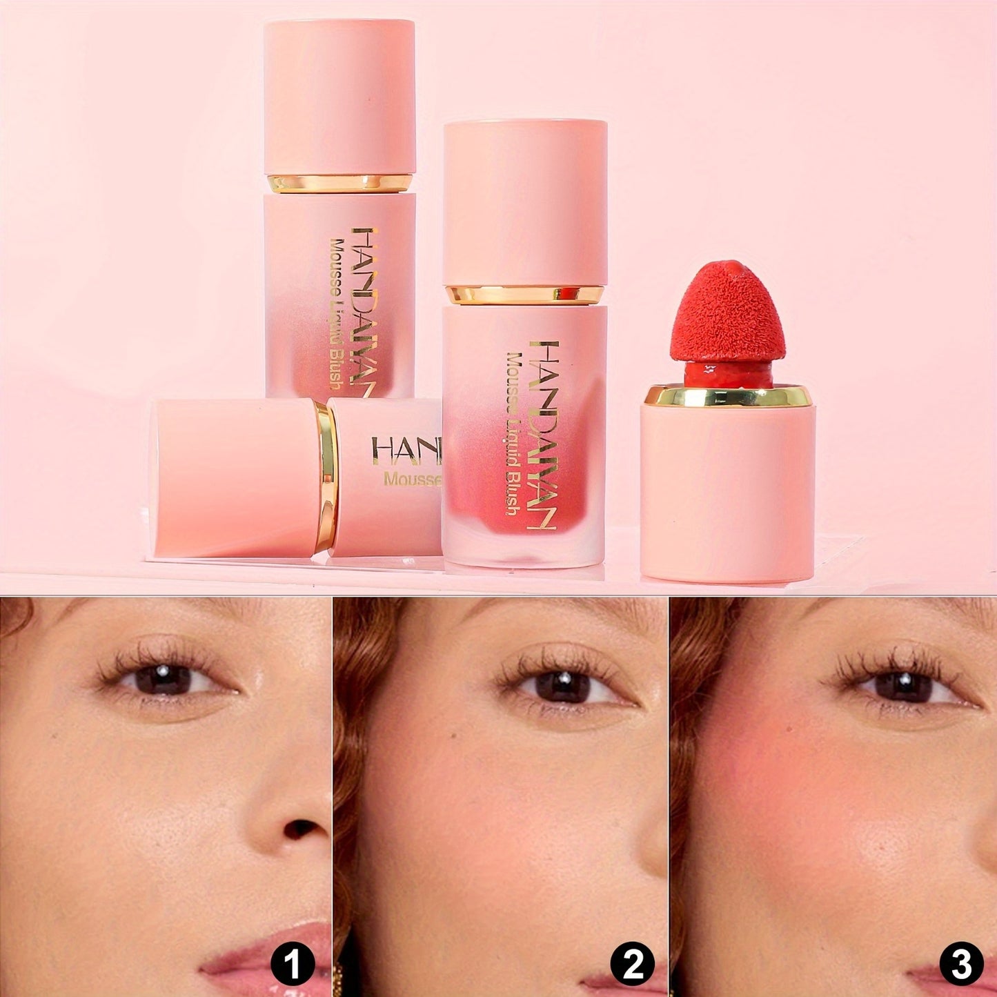Blush Liquide Velours 6 Couleurs— Couverture Moyenne, Résistant à l’Eau et aux Taches, Tenue Longue Durée, Teinte Naturelle Baie, Sublime les Tons Beige Clair, Parfait pour Saint-Valentin, Festivals de Musique, Halloween et Cosplay de Noël