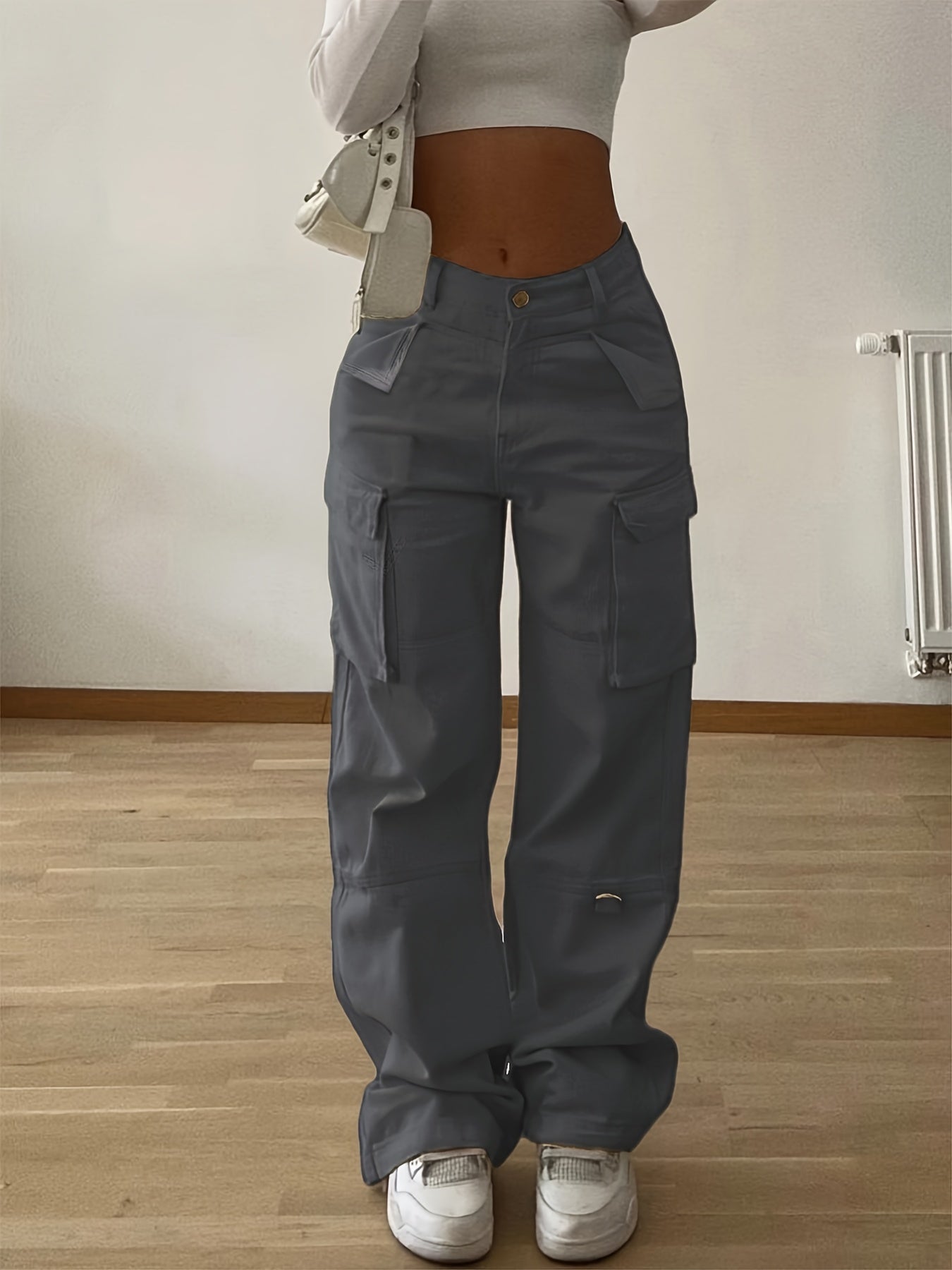 Pantalon cargo de créateur, avec poches à rabat