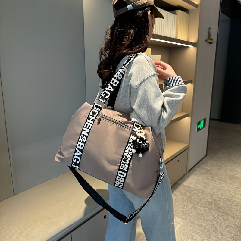 Sac Cabas Chic en Tissu Oxford Noir pour Femmes – Polyvalent à Porter à l’Épaule, Grande Capacité, Bandoulière Ajustable, Fermeture Éclair