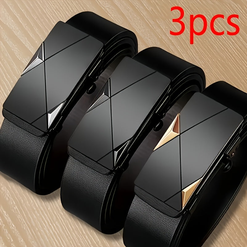 Lot de 3 Ceintures Homme Décontractées 2025 – Boucle Automatique Noire, Style Professionnel Tendance, Cadeau Idéal pour Mari ou Petit Ami