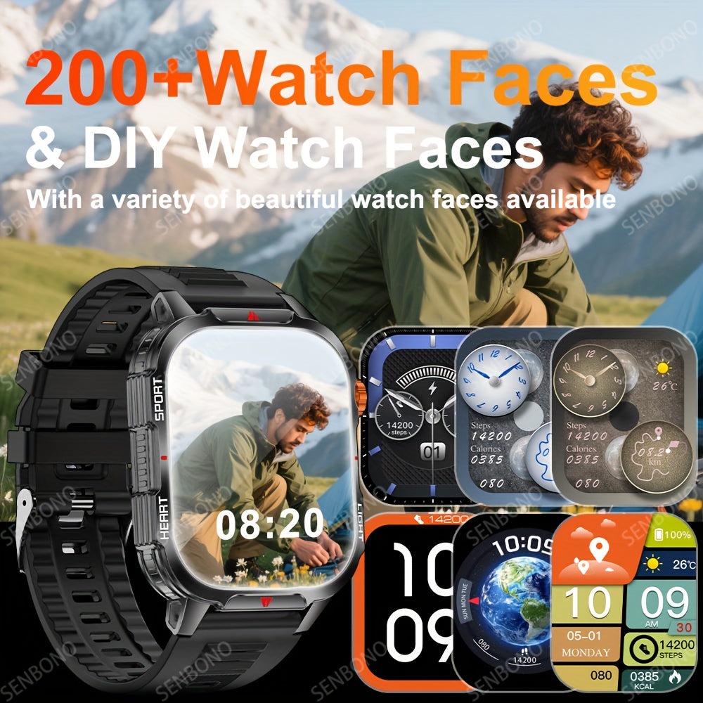 SENBONO Men'S & Women'S Smart Watch with 5.11cm HD Ultra-Large Display, 60Hz Refresh Rate, 1100mAh Battery, 130+ Day Standby Time, 200+ Watch Faces, Voice Assistant, 100+ Sport Modes, Fitness Tracker, USB Charging, Weather Fo