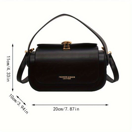 Sac noir élégant en simili cuir avec détails dorés – Petit sac rigide pour femmes