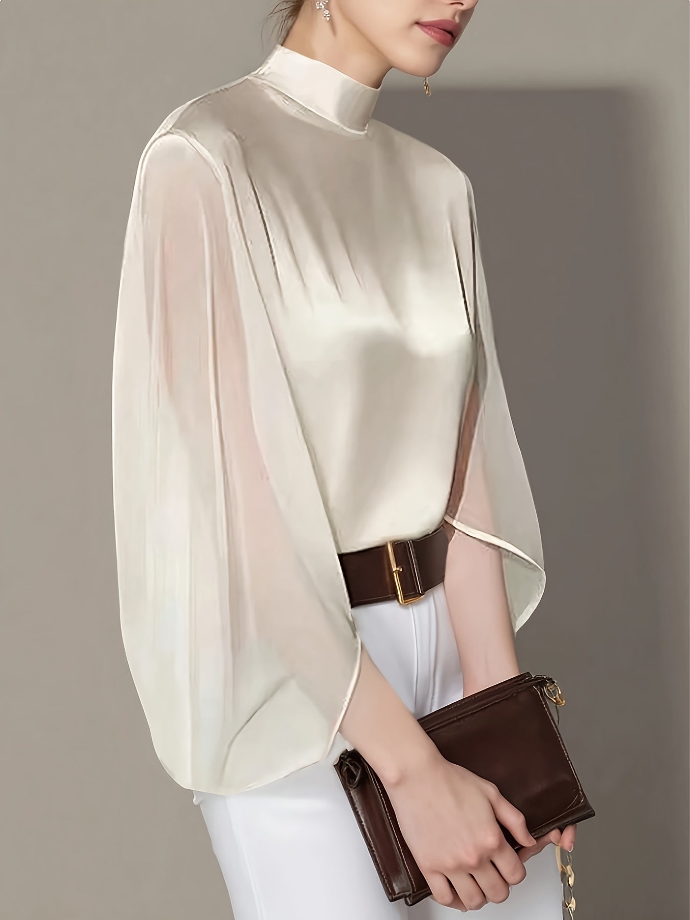 Chemise élégante minimaliste à manches lanterne pour femmes grande taille