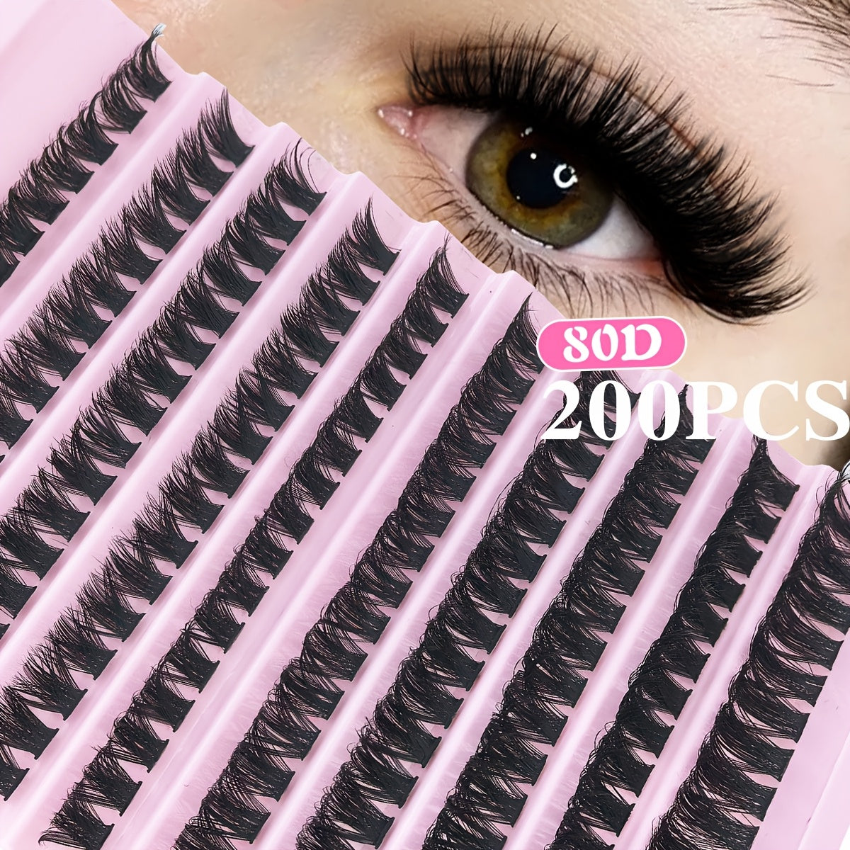 200 pcs Cils en Paquets Wispy — Longueurs 8-16 mm, Look Naturel, Cils Individuels Fluffy, Extensions DIY, Curl 30/40/80D, Réutilisables et Adaptés aux Débutants