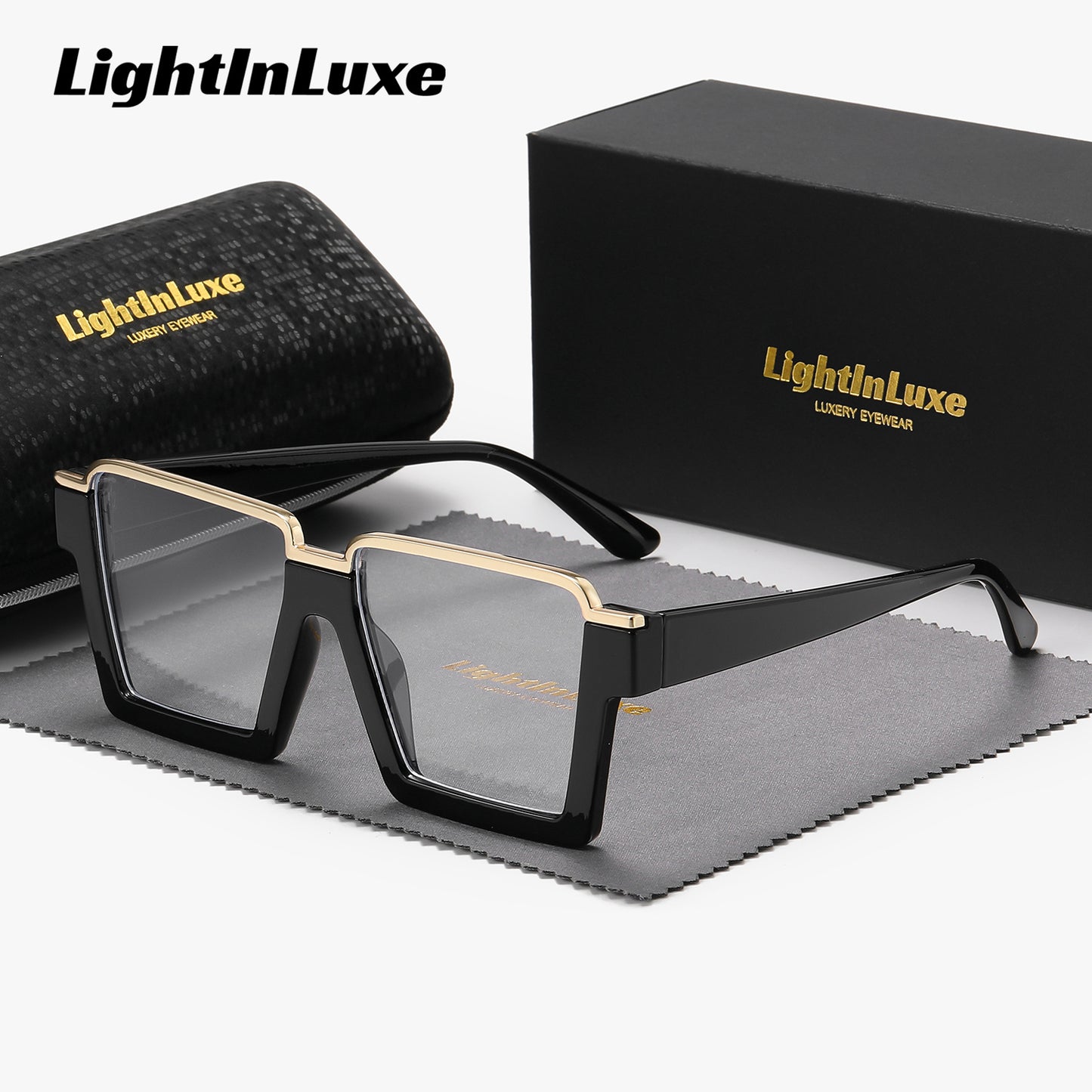Lightinluxe Unisex Fashion Semi-Rimless Transparent Eyewear, Casual Square Clear Eyeglasses