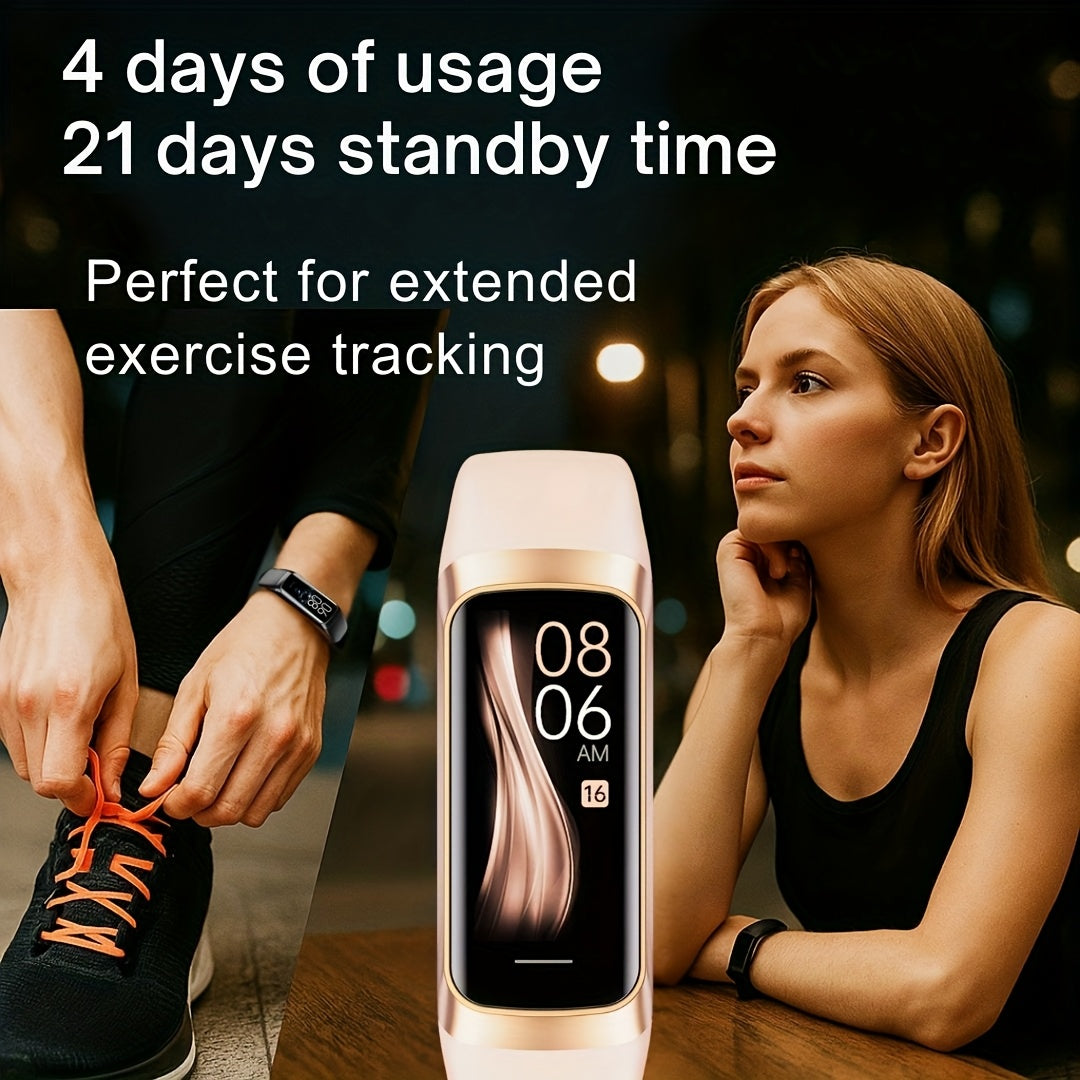 AFFEOKKI Amoled Fitness Smartwatch for Men & Women - Multiple Sports Modes, Pedometer Tracker, Stopwatch, Message Alerts, Calorie Tracker, Daily Activity Logging, for iPhone & Android Phone, Silicone Band, USB Charging, Wirel