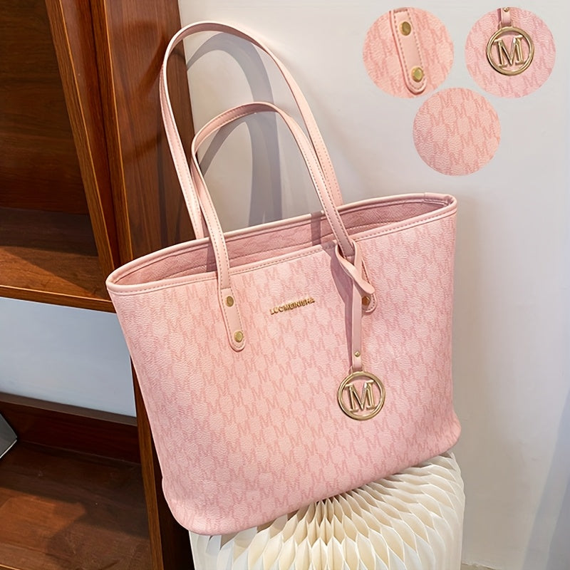 Sac Cabas Femme en PU Rose Vif – Grande Capacité, Fermeture Zippée, Élégant et Brillant, Durable, Idéal Voyage, Shopping et Usage Quotidien