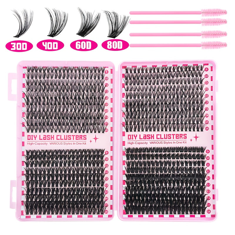 Kit DIY d’Extensions de Cils – Longueurs Mélangées 9-16 mm, Cils Individuels Effet Naturel en Différentes Densités (30D/40D/50D/60D/80D/100D), Débutant-Friendly et Réutilisables, D-Curl Wispy, Style Cat Eye et Fox, Parfait pour Soirées
