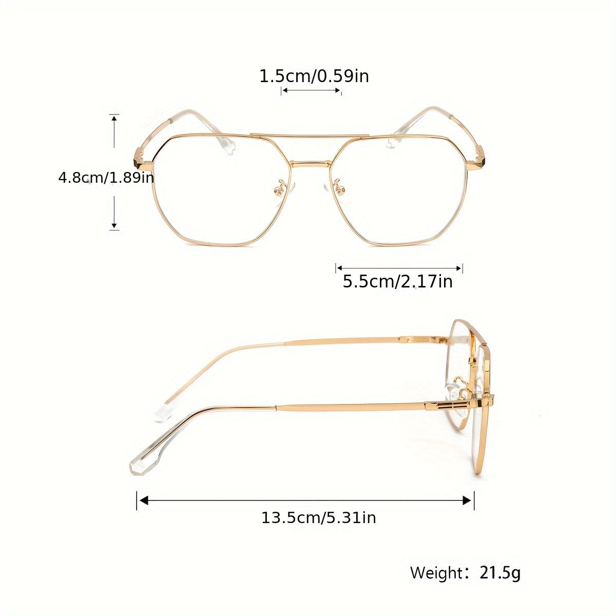 A Pair of Men'S Stylish Metal Glasses with Geometric Patterns, Featuring a Unique Double Bridge Design, Suitable for Everyday Wear in a Casual Style.